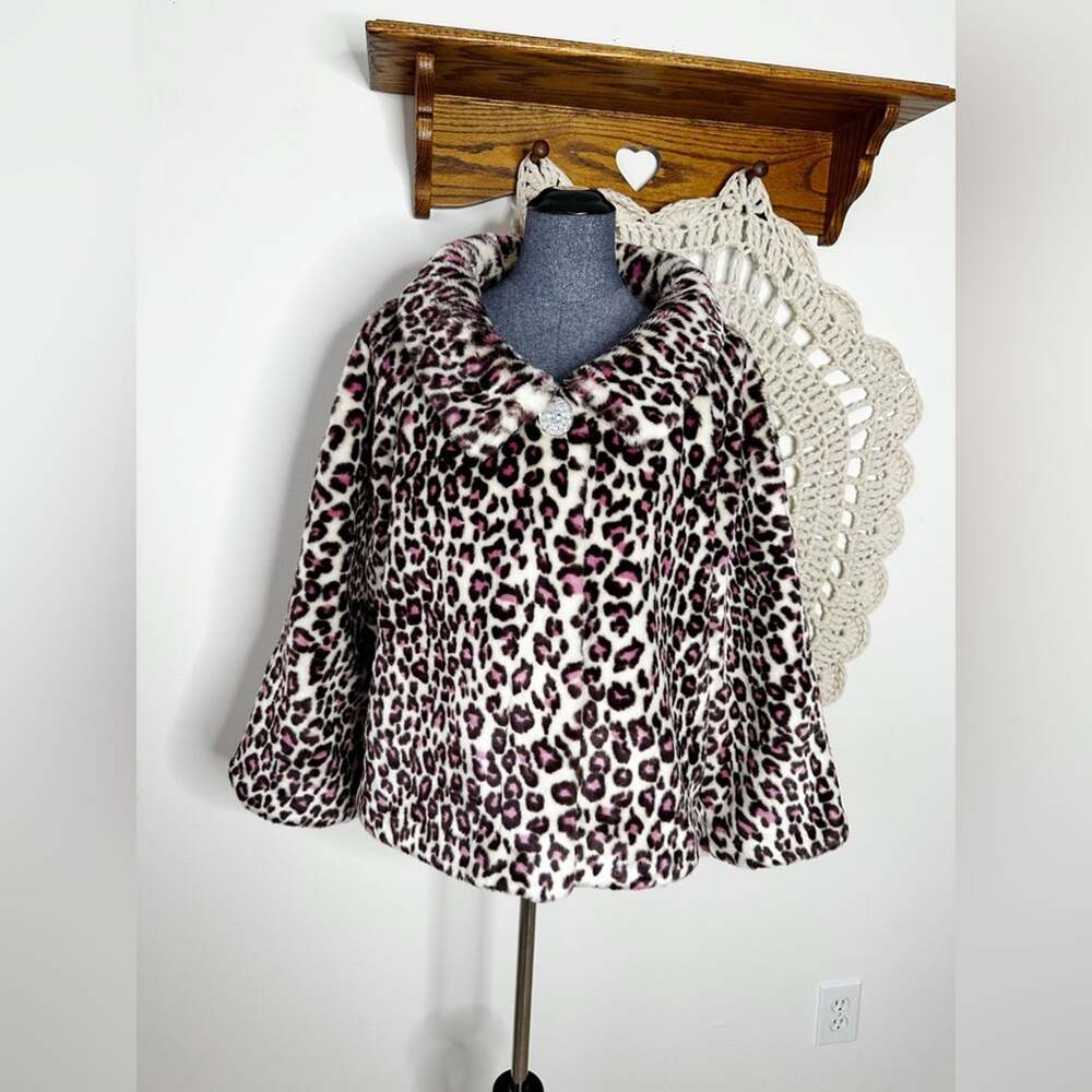 Vintage Y2K Newport News Faux Fur Cropped Leopard Jacket Size M/L